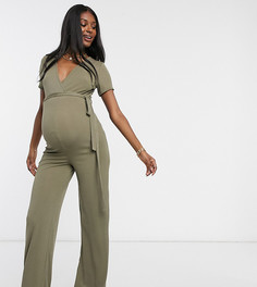 Комбинезон с запахом цвета хаки Missguided Maternity-Зеленый