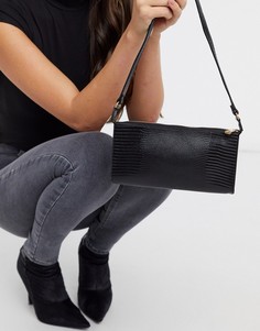 Плоская удлиненная сумка на плечо в стиле 90-х ASOS DESIGN с отделкой «черная ящерица»-Черный