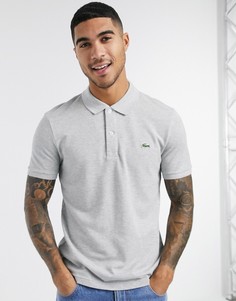 Серое поло из пике с логотипом Lacoste-Серый