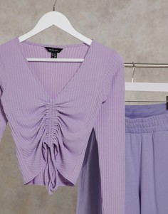 Фиолетовый топ со сборками спереди New Look
