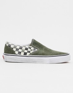 Кеды-слипоны в клетку Vans Classic-Зеленый