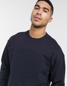 Черный свитшот с круглым вырезом и однотонным логотипом Lacoste