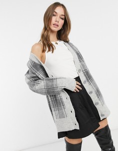 Серый кардиган в клетку Stradivarius STR