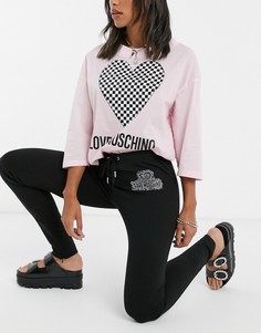 Черные джоггеры с логотипом и стразами Love Moschino-Черный