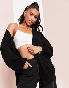 Черный удлиненный кардиган из тонкого трикотажа ASOS LUXE