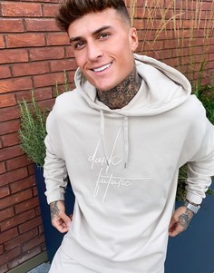 Худи в стиле oversized с вышивкой логотипа ASOS Dark Future, от комплекта-Бежевый