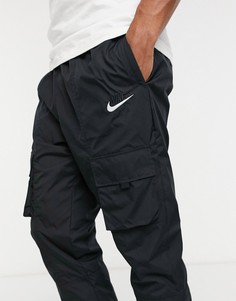 Черные джоггеры с манжетами из ткани Nike Air-Черный