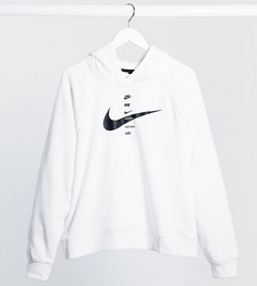Белый укороченный худи с логотипом-галочкой Nike Plus