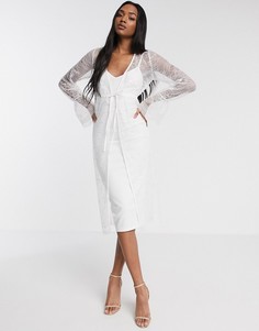 Белое платье миди с кружевной отделкой ASOS DESIGN-Белый