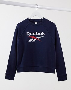 Темно-синий кроп-топ с логотипом Reebok