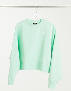 Зеленый свитшот в стиле oversized с маленьким логотипом-галочкой Nike
