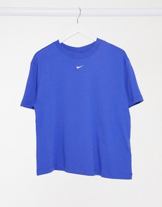 Синяя oversized-футболка бойфренда с логотипом-галочкой Nike-Синий