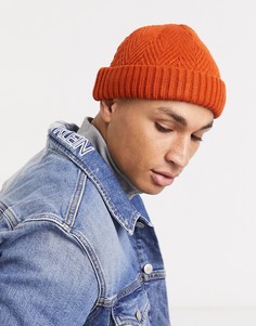 Оранжевая шапка-бини с вязкой «зигзагами» ASOS DESIGN-Оранжевый
