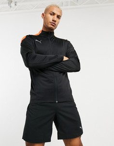 Пуловер на короткой молнии с контрастной вставкой Puma Football-Черный
