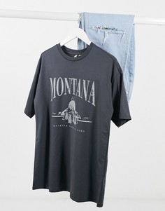 Темно-серая футболка с винтажным принтом "montana" ASOS DESIGN-Серый