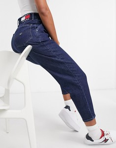 Джинсы в стиле mom темные, незначительно выбеленные Tommy Jeans-Темно-синий