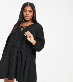 Черное свободное ярусное платье ASOS DESIGN Curve-Черный