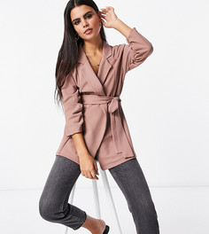 Розовый трикотажный блейзер с запахом ASOS DESIGN Petite