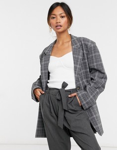 Пиджак с широкими плечами в мужском стиле в однотонную клетку ASOS DESIGN-Мульти