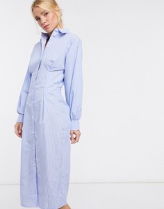 Приталенное платье-рубашка миди из хлопкового поплина ASOS DESIGN-Мульти