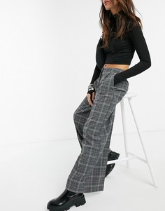 Свободные брюки с широкими штанинами в однотонную клетку ASOS DESIGN-Мульти