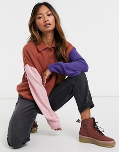 Oversized-джемпер в стиле регби с воротником и цветовыми блоками ASOS DESIGN-Мульти