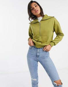 Зеленый свитер с воротом на молнии Vero Moda-Мульти