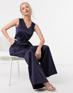 Темно-синий комбинезон без рукавов с V-образным вырезом Closet London