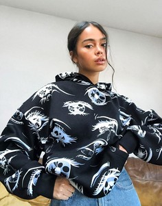 Худи черного цвета с принтом глаз Bershka x Billie Eilish-Черный