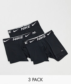 Набор из 3 черных боксеров из микрофибры Nike-Черный