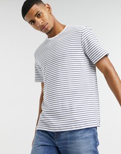 Белая/синяя футболка в полоску Topman-Синий