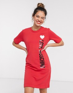 Красное платье-футболка с логотипом сбоку Love Moschino-Красный