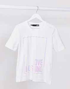 Белая футболка с переливающимся логотипом Love Moschino-Белый