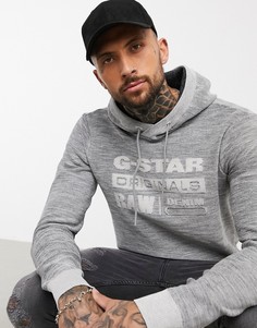 Джемпер с капюшоном и логотипом G-Star Premium Core-Серый