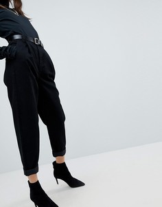 Черные зауженные джинсы с ремнем ASOS DESIGN-Черный