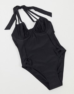 Черный слитный купальник на косточках Figleaves Fuller Bust Rene