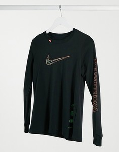 Черный лонгслив с надписью Nike
