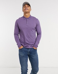Поло фиолетового цвета с длинными рукавами ASOS DESIGN-Фиолетовый
