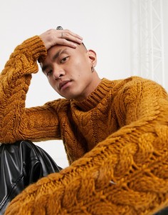 Бежевый плотный трикотажный джемпер с имитацией ручной вязки ASOS DESIGN-Коричневый