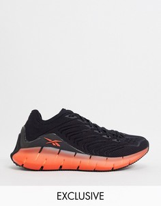 Черные кроссовки с оранжевыми вставками Reebok Running Zig Kinetica-Белый