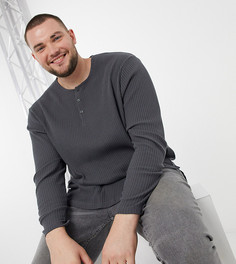 Лонгслив свободного кроя в рубчик в выбеленном черном цвете ASOS DESIGN PLUS-Бежевый