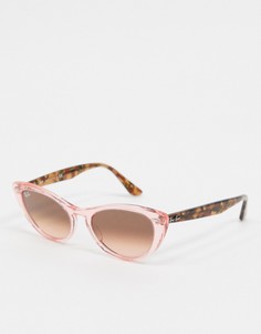 Солнцезащитные очки «кошачий глаз» с оправой розового цвета Rayban-Мульти