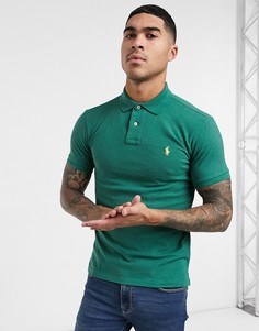 Приталенная футболка-поло зеленого цвета с логотипом с игроком в поло Polo Ralph Lauren-Красный