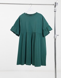 Зеленое платье в стиле super oversized с оборками на рукавах ASOS DESIGN-Зеленый
