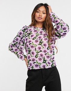 Блузка с длинными объемными рукавами и цветочным принтом ASOS DESIGN-Мульти