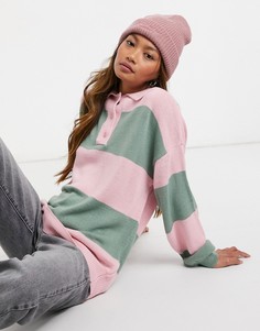 Oversized-джемпер в стиле регби в полоску с воротником ASOS DESIGN-Мульти
