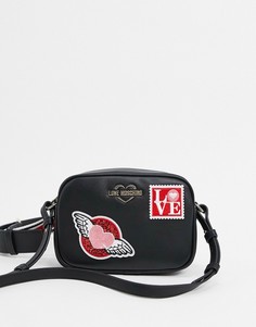 Черная сумка для фотоаппарата с нашивками Love Moschino-Черный