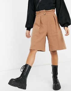 Светло-коричневые шорты с присборенной талией Palones-Коричневый