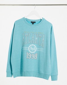 Ярко-голубое свитшот в стиле oversized с принтом "Atlanta" New Look-Зеленый