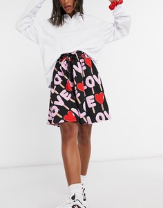 Черная юбка мини с принтом «Love» Love Moschino-Черный